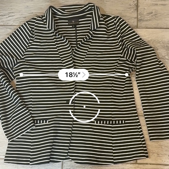 Black & White Horizontal Striped Fitted Suit Blazer Size XL - Picture 2 of 3